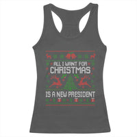 All I Want For Christmas Is A New President Racerback Tank Top Funny Xmas Political Satire - Wonder Print Shop
