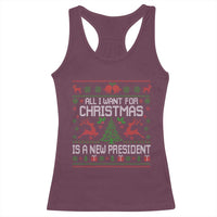 All I Want For Christmas Is A New President Racerback Tank Top Funny Xmas Political Satire - Wonder Print Shop