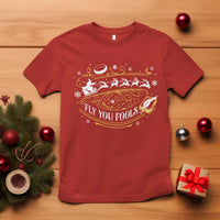 Funny Fly You Fools Christmas T Shirt Fantasy Movie Wizard Santa Sleigh - Wonder Print Shop