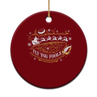 Funny Fly You Fools Christmas Ceramic Ornament Fantasy Movie Wizard Santa Sleigh - Wonder Print Shop