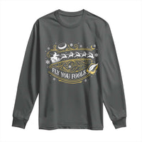 Funny Fly You Fools Christmas Long Sleeve Shirt Fantasy Movie Wizard Santa Sleigh - Wonder Print Shop