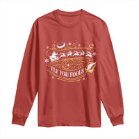 Funny Fly You Fools Christmas Long Sleeve Shirt Fantasy Movie Wizard Santa Sleigh - Wonder Print Shop