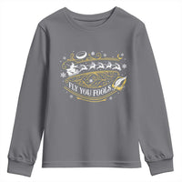 Funny Fly You Fools Christmas Youth Sweatshirt Fantasy Movie Wizard Santa Sleigh - Wonder Print Shop