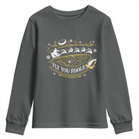 Funny Fly You Fools Christmas Youth Sweatshirt Fantasy Movie Wizard Santa Sleigh - Wonder Print Shop
