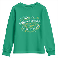 Funny Fly You Fools Christmas Youth Sweatshirt Fantasy Movie Wizard Santa Sleigh - Wonder Print Shop