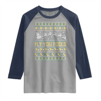 Funny Fly You Fools Christmas Raglan Shirt Fantasy Movie Xmas Wizard Santa - Wonder Print Shop