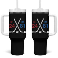 Funny Romance Hockey Tumbler With Handle 24 81 Numbers Sport Ice Hockey Team - Wonder Print Shop