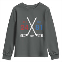 Funny Romance Hockey Youth Sweatshirt 24 81 Numbers Sport Ice Hockey Team - Wonder Print Shop
