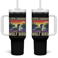 Stupid Canadian Wolf Bird Tumbler With Handle Funny Common Loon Meme LGBT Hockey - Wonder Print Shop