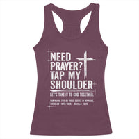 Need Prayer Tap My Shoulder Bible Verse Christian Racerback Tank Top