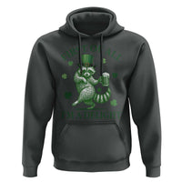 Funny St Patricks Day Raccoon Hoodie First Of All I Am A Delight Trash Panda Drinking Beer