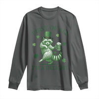 Funny St Patricks Day Raccoon Long Sleeve Shirt First Of All I Am A Delight Trash Panda Drinking Beer