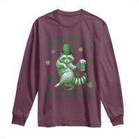Funny St Patricks Day Raccoon Long Sleeve Shirt First Of All I Am A Delight Trash Panda Drinking Beer