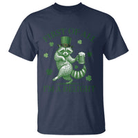 Funny St Patricks Day Raccoon T Shirt First Of All I Am A Delight Trash Panda Drinking Beer