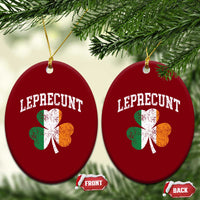 Funny Leprecunt St Patricks Day Ceramic Ornament Vintage Irish Shamrock Adult Humor