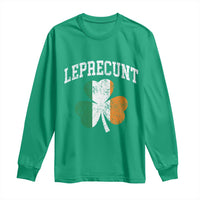 Funny Leprecunt St Patricks Day Long Sleeve Shirt Vintage Irish Shamrock Adult Humor