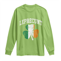 Funny Leprecunt St Patricks Day Long Sleeve Shirt Vintage Irish Shamrock Adult Humor