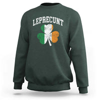 Funny Leprecunt St Patricks Day Sweatshirt Vintage Irish Shamrock Adult Humor