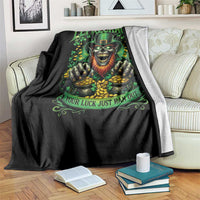 St Patricks Day Horror Leprechaun Throw Blanket Your Luck Just Ran Out Creepy St Pattys Day