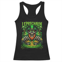 St Patricks Day Horror Leprechaun Racerback Tank Top Your Luck Just Ran Out Creepy St Pattys Day