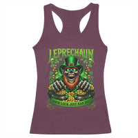 St Patricks Day Horror Leprechaun Racerback Tank Top Your Luck Just Ran Out Creepy St Pattys Day