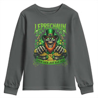 St Patricks Day Horror Leprechaun Youth Sweatshirt Your Luck Just Ran Out Creepy St Pattys Day