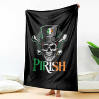 Funny St Patricks Day Pirate Throw Blanket Pirish Vintage Irish Pirate Skull