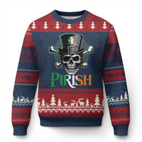 Funny St Patricks Day Pirate Ugly Christmas Sweater Pirish Vintage Irish Pirate Skull