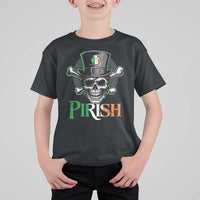 Funny St Patricks Day Pirate T Shirt For Kid Pirish Vintage Irish Pirate Skull