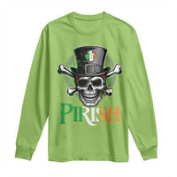 Funny St Patricks Day Pirate Long Sleeve Shirt Pirish Vintage Irish Pirate Skull