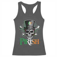 Funny St Patricks Day Pirate Racerback Tank Top Pirish Vintage Irish Pirate Skull