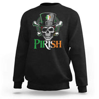 Funny St Patricks Day Pirate Sweatshirt Pirish Vintage Irish Pirate Skull