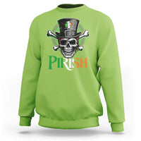 Funny St Patricks Day Pirate Sweatshirt Pirish Vintage Irish Pirate Skull