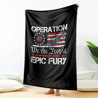 Operation Epic Fury Throw Blanket Military Bomber Stealth Jet Vintage American Flag
