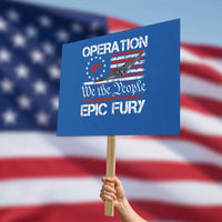 Operation Epic Fury Protest Sign Military Bomber Stealth Jet Vintage American Flag