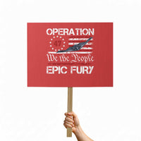 Operation Epic Fury Protest Sign Military Bomber Stealth Jet Vintage American Flag