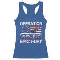Operation Epic Fury Racerback Tank Top Military Bomber Stealth Jet Vintage American Flag