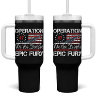Operation Epic Fury Tumbler With Handle Military Bomber Stealth Jet Vintage American Flag