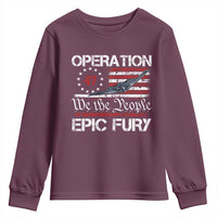 Operation Epic Fury Youth Sweatshirt Military Bomber Stealth Jet Vintage American Flag