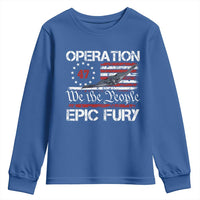 Operation Epic Fury Youth Sweatshirt Military Bomber Stealth Jet Vintage American Flag