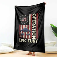 Operation Epic Fury Throw Blanket Military Tactical Warfare Stealth Jet American Flag