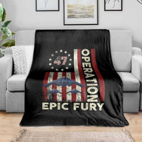 Operation Epic Fury Throw Blanket Military Tactical Warfare Stealth Jet American Flag