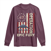 Operation Epic Fury Long Sleeve Shirt Military Tactical Warfare Stealth Jet American Flag