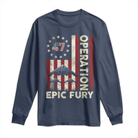 Operation Epic Fury Long Sleeve Shirt Military Tactical Warfare Stealth Jet American Flag