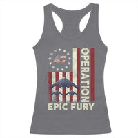 Operation Epic Fury Racerback Tank Top Military Tactical Warfare Stealth Jet American Flag
