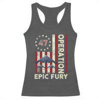 Operation Epic Fury Racerback Tank Top Military Tactical Warfare Stealth Jet American Flag