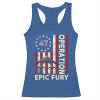 Operation Epic Fury Racerback Tank Top Military Tactical Warfare Stealth Jet American Flag