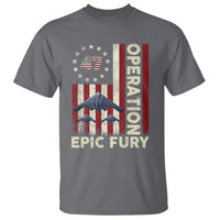 Operation Epic Fury T Shirt Military Tactical Warfare Stealth Jet American Flag