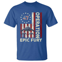Operation Epic Fury T Shirt Military Tactical Warfare Stealth Jet American Flag