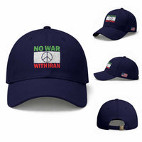 No War With Iran Baseball Cap Iranian People Support Barbed Wire Peace Sign